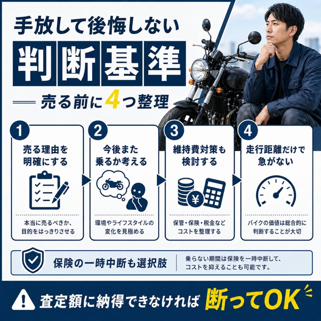 バイクを手放して後悔しないための判断基準