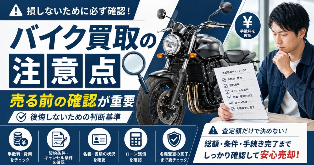 バイク買取の注意点【売る前の確認が重要】後悔しないための判断基準