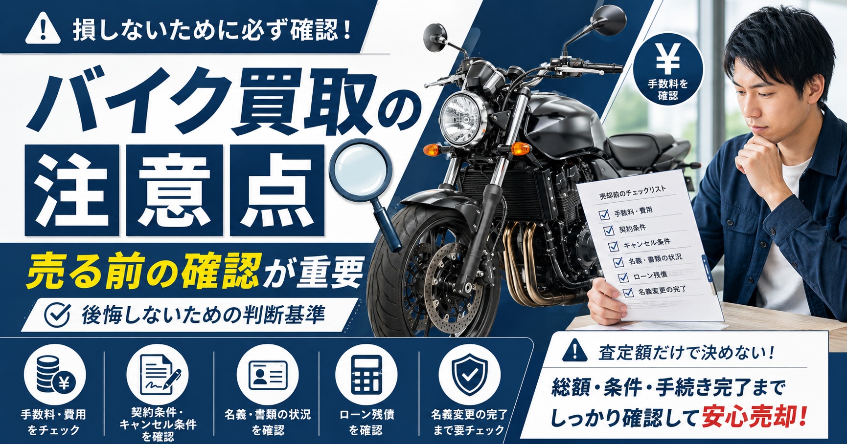 バイク買取の注意点【売る前の確認が重要】後悔しないための判断基準