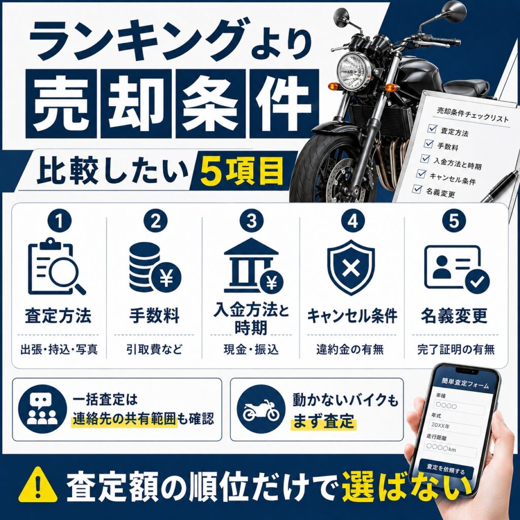 バイク買取はランキングより売却条件で選ぶ