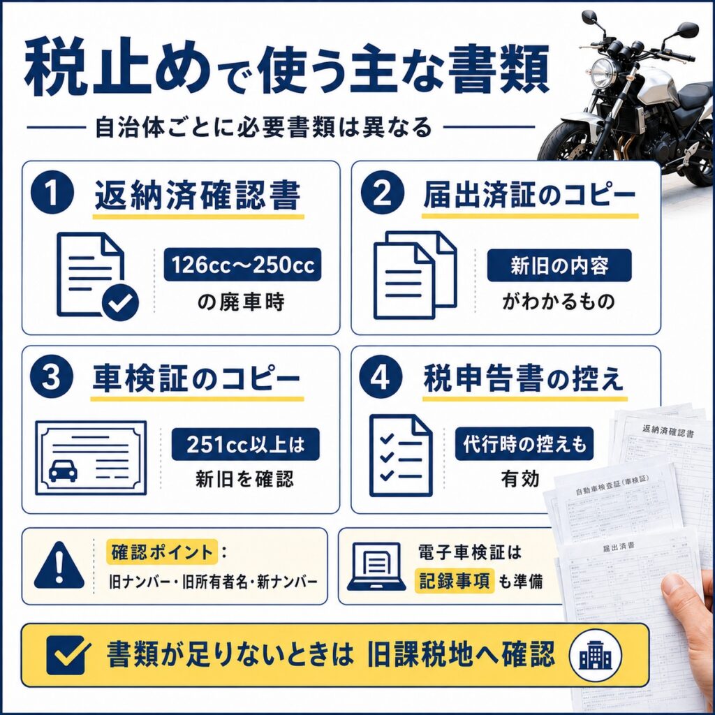 バイクの税止めに必要な書類を確認する