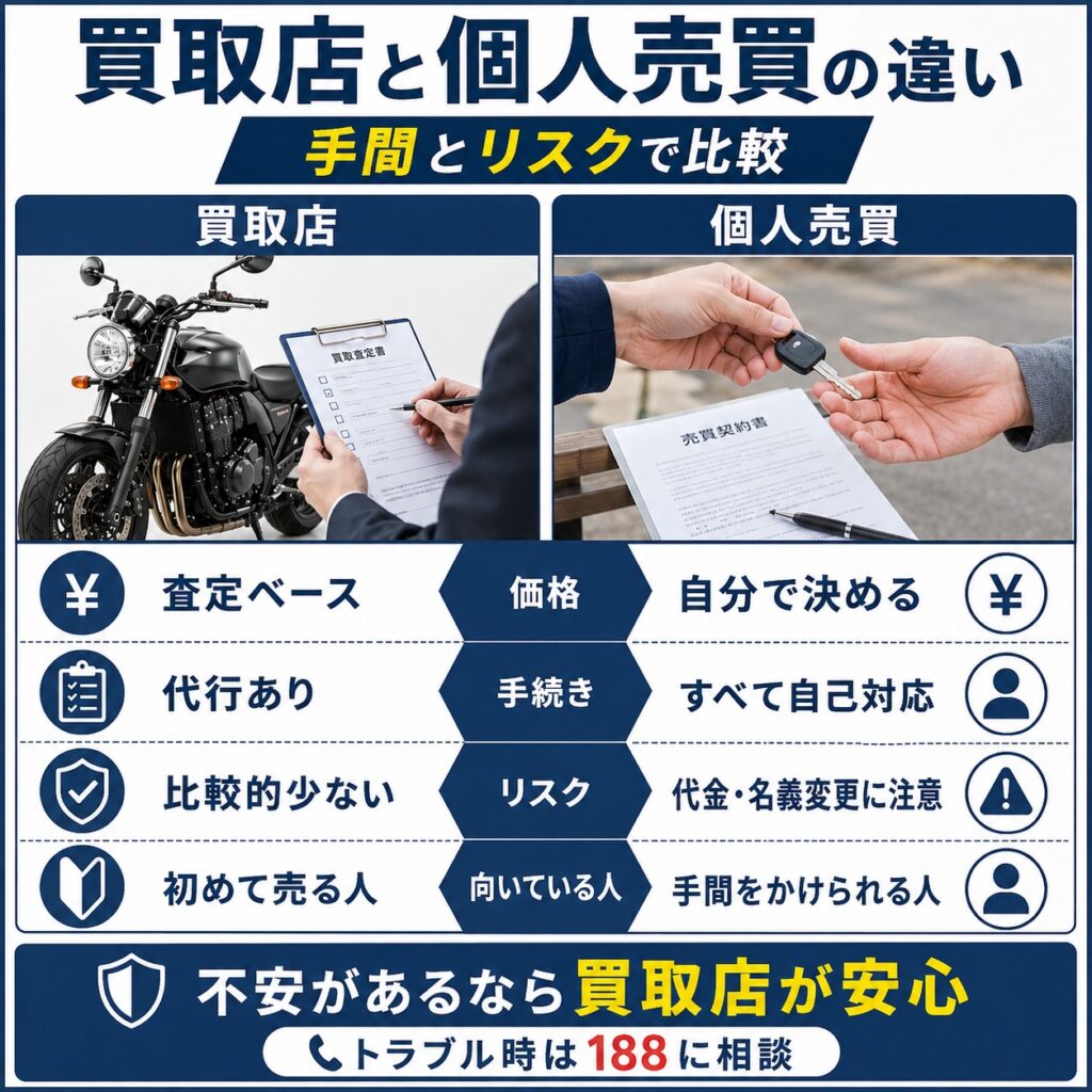 買取店と個人売買は手間とリスクで選ぶ