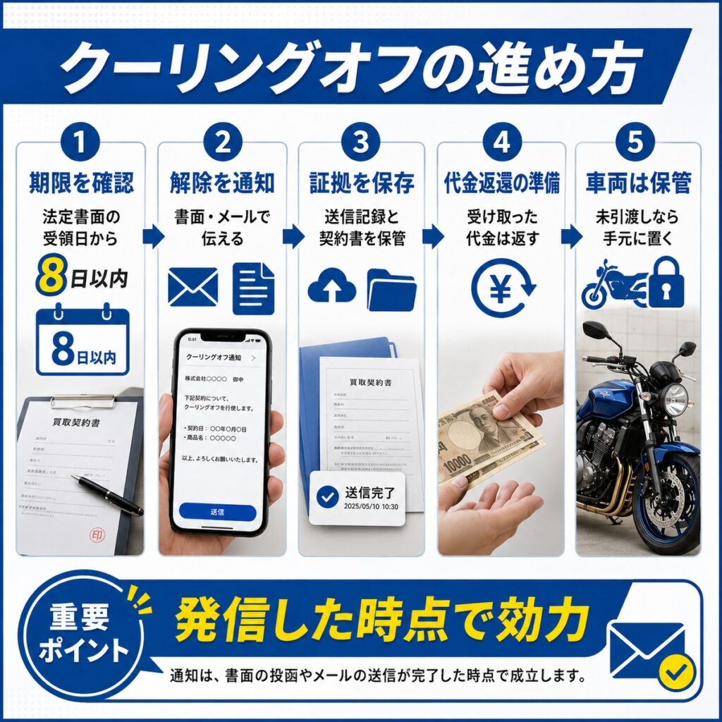 バイク買取をクーリングオフする手順