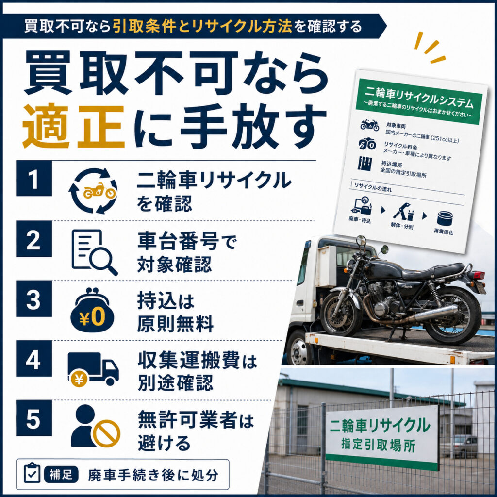 買取不可なら引取条件とリサイクル方法を確認する