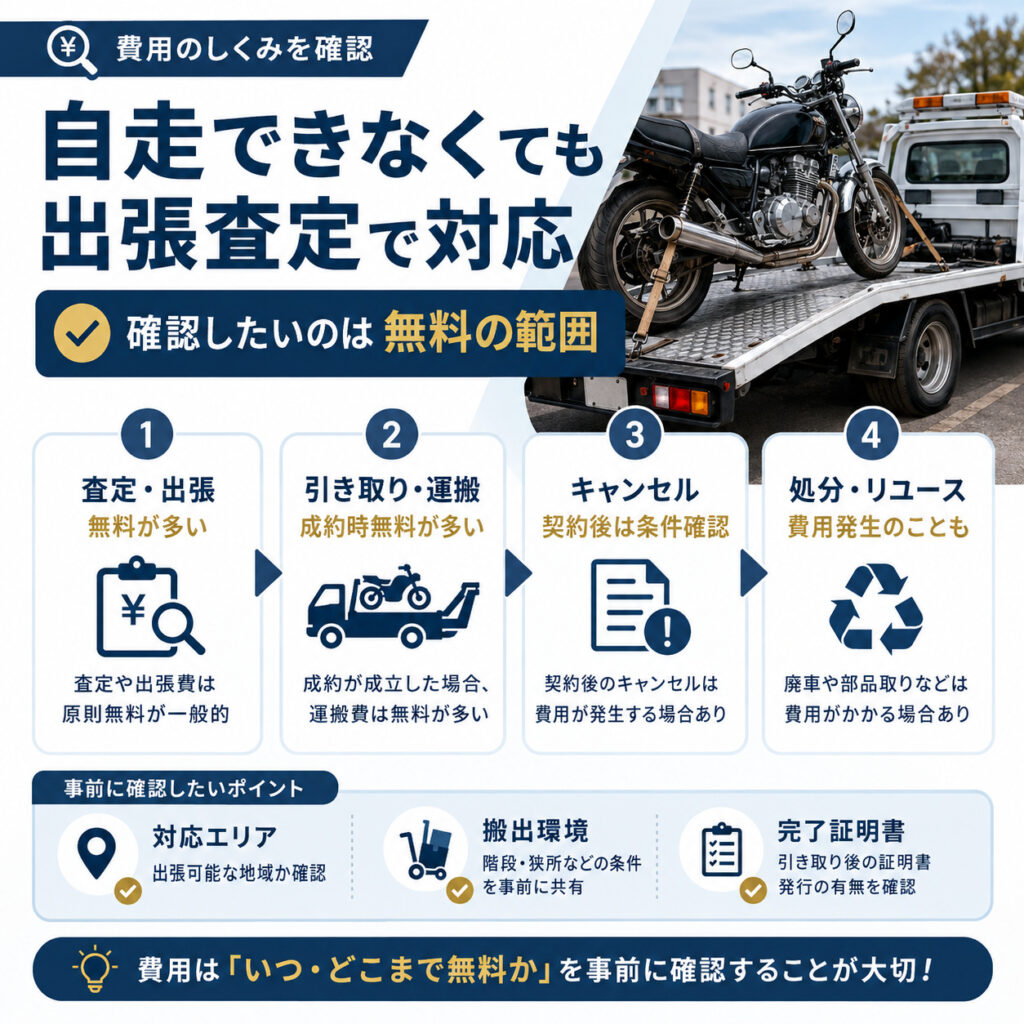 自走できない不動バイクは出張査定で引き取れる
