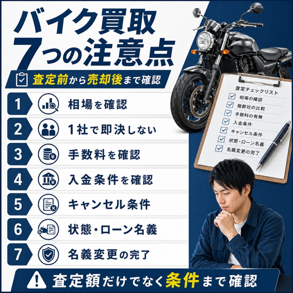 バイク買取でまず注意したい7つのポイント