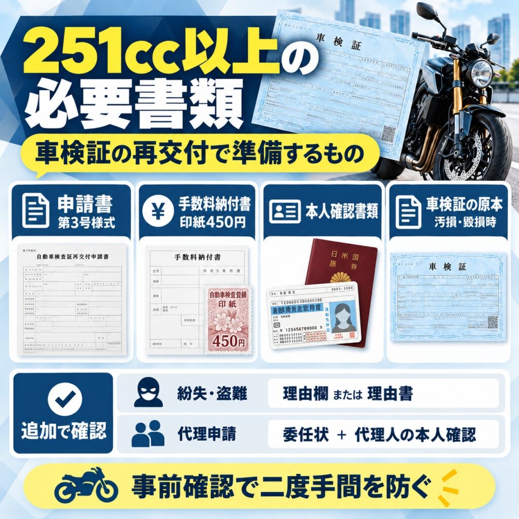 251cc以上の車検証再発行に必要な書類