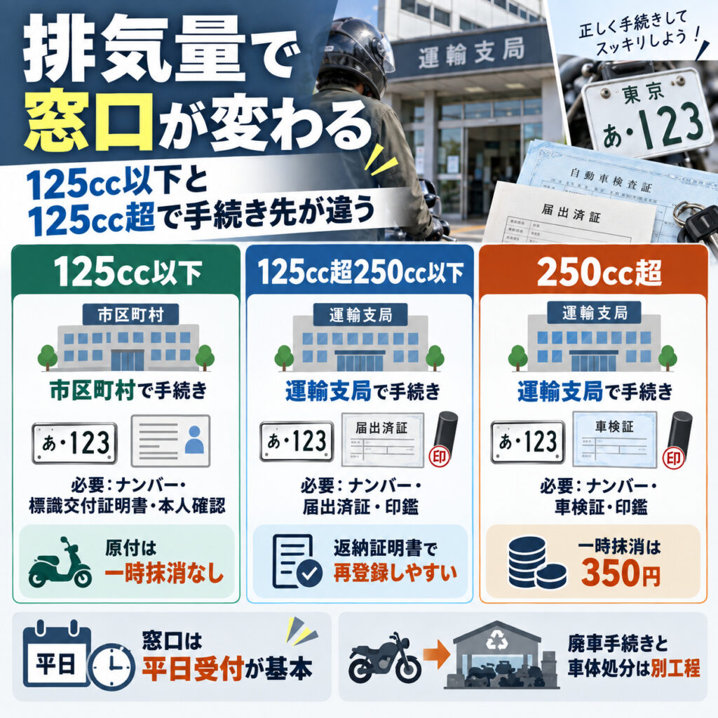 廃車手続きは排気量によって窓口が異なる