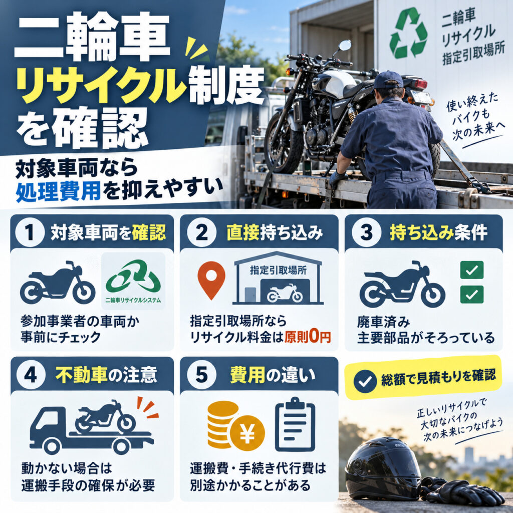 処分するなら二輪車リサイクル制度も確認する