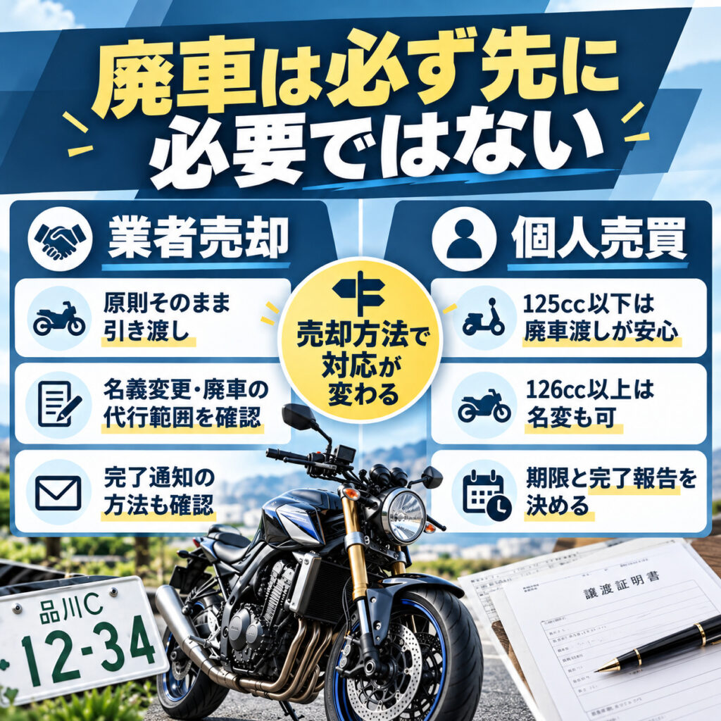 売却前の廃車手続きは一律に必要ではない