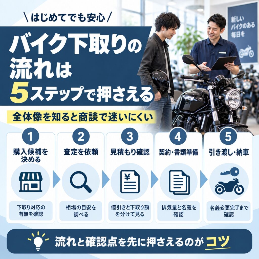 バイク下取りの流れは5ステップで押さえる