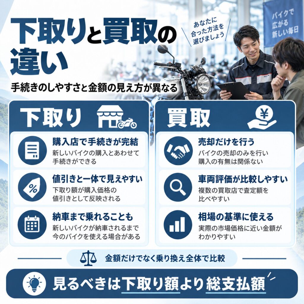 下取りと買取では査定額の考え方が異なる
