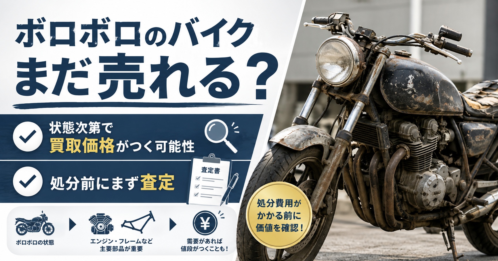 「ボロボロだから売れない」は早計?バイク買取で値段がつく条件を解説