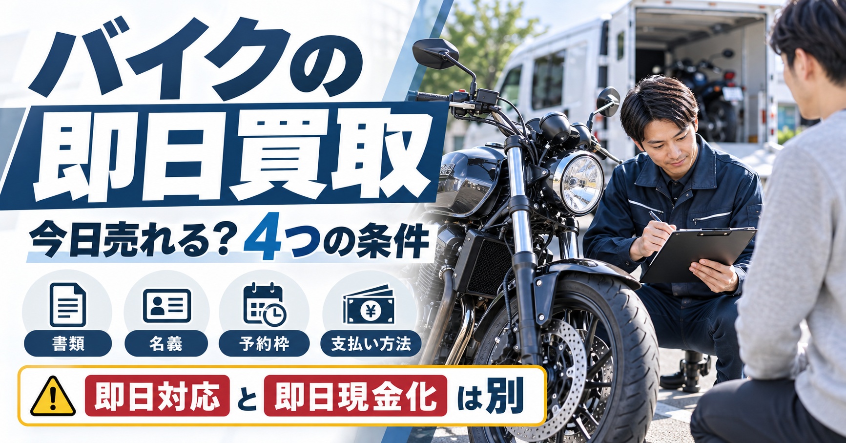 バイク即日買取は本当に今日できる?「当日現金化」を左右する4つの条件