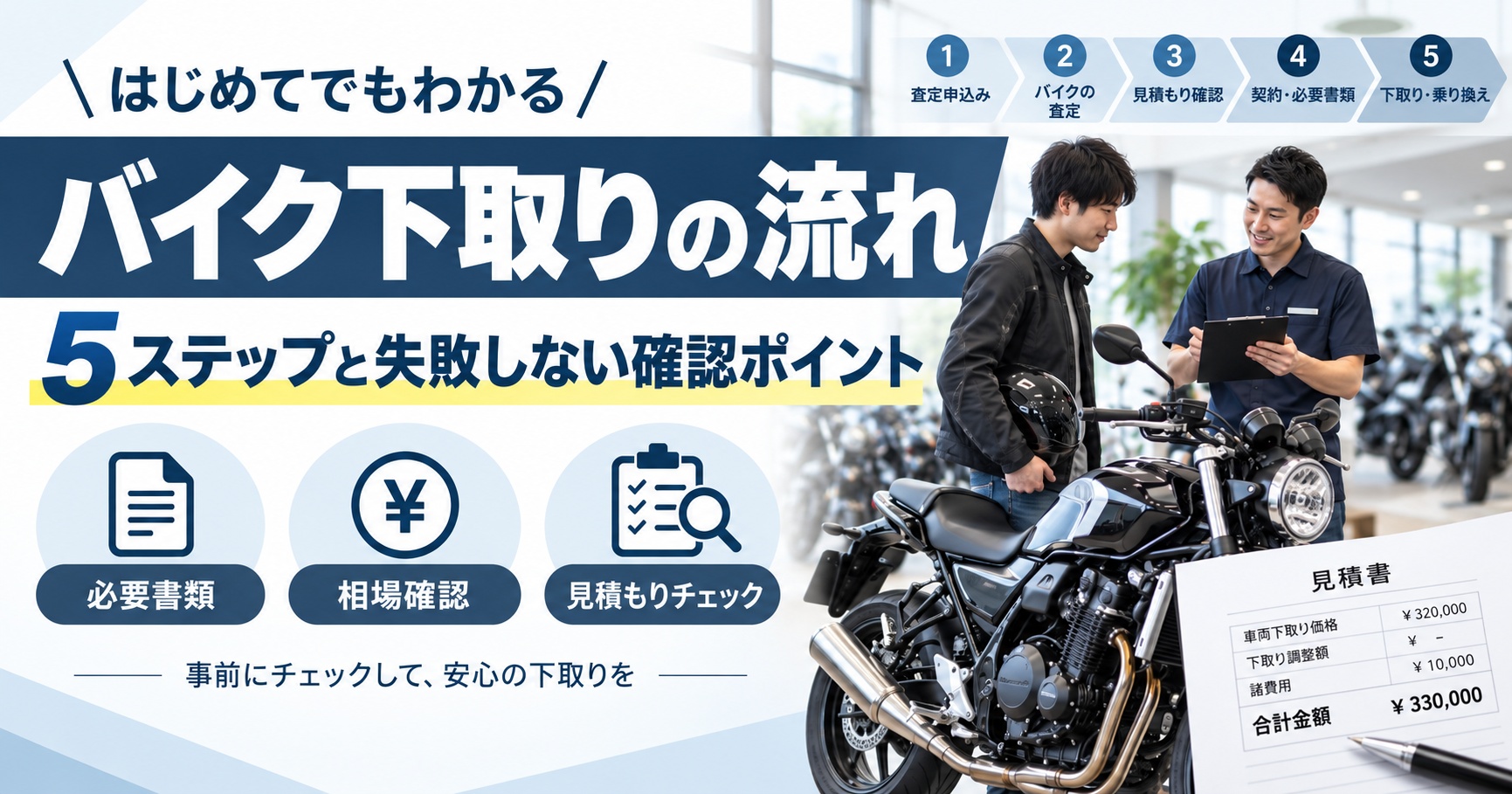 バイク下取りの流れは？査定から納車まで「5ステップ」でわかる手続き
