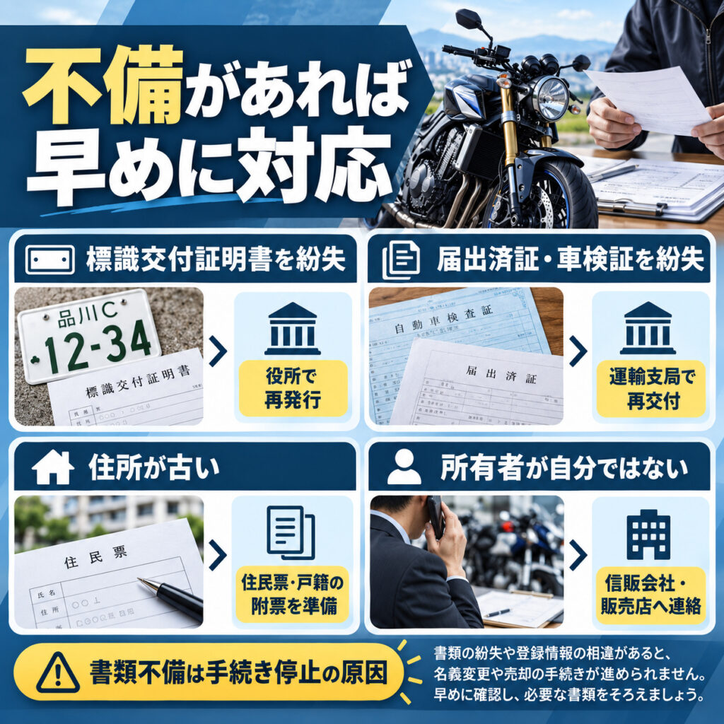 書類紛失や登録情報の相違は早めに解消する
