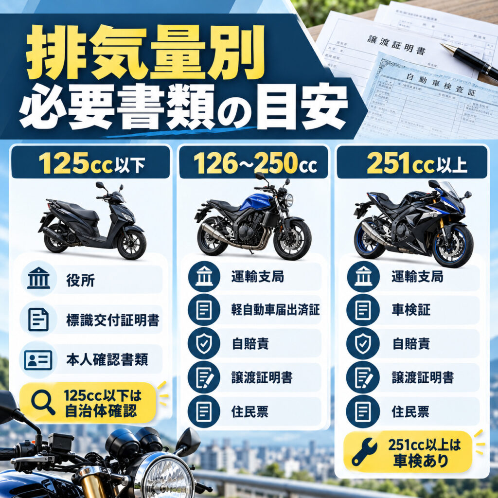 バイク売却の必要書類は排気量ごとに異なる