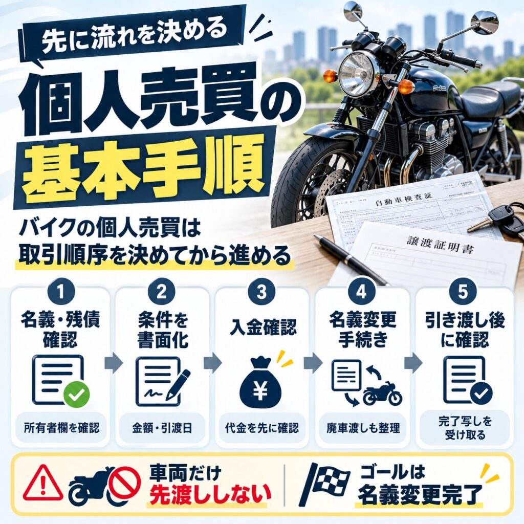 バイクの個人売買は取引順序を決めてから進める