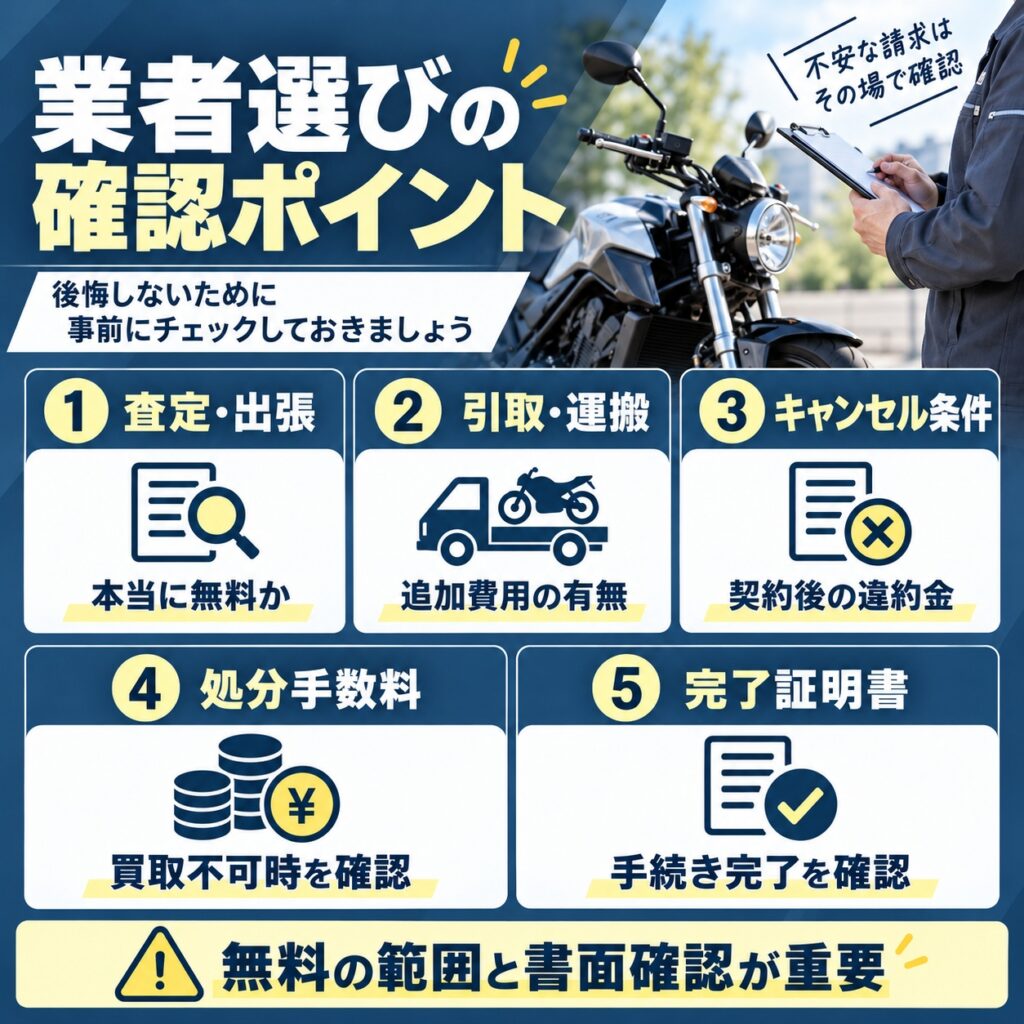 無料引き取り業者を選ぶ前の確認ポイント