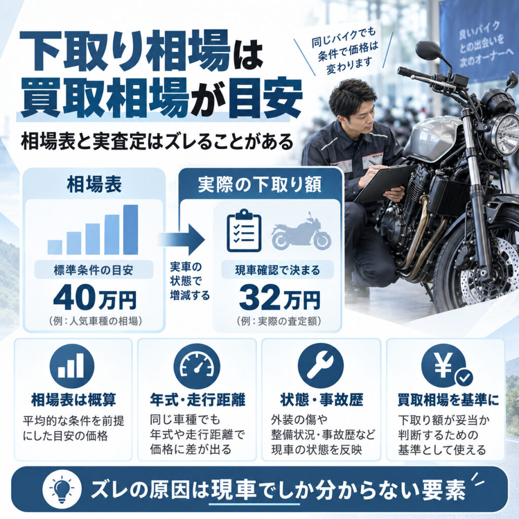 バイクの下取り相場は買取相場を目安に把握できる