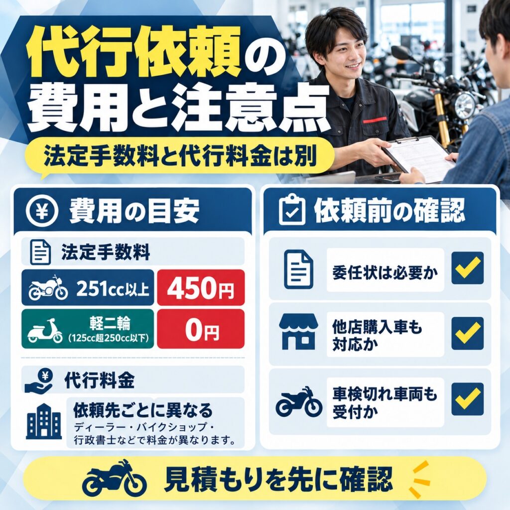 ディーラーや代行へ依頼する場合の費用と注意点