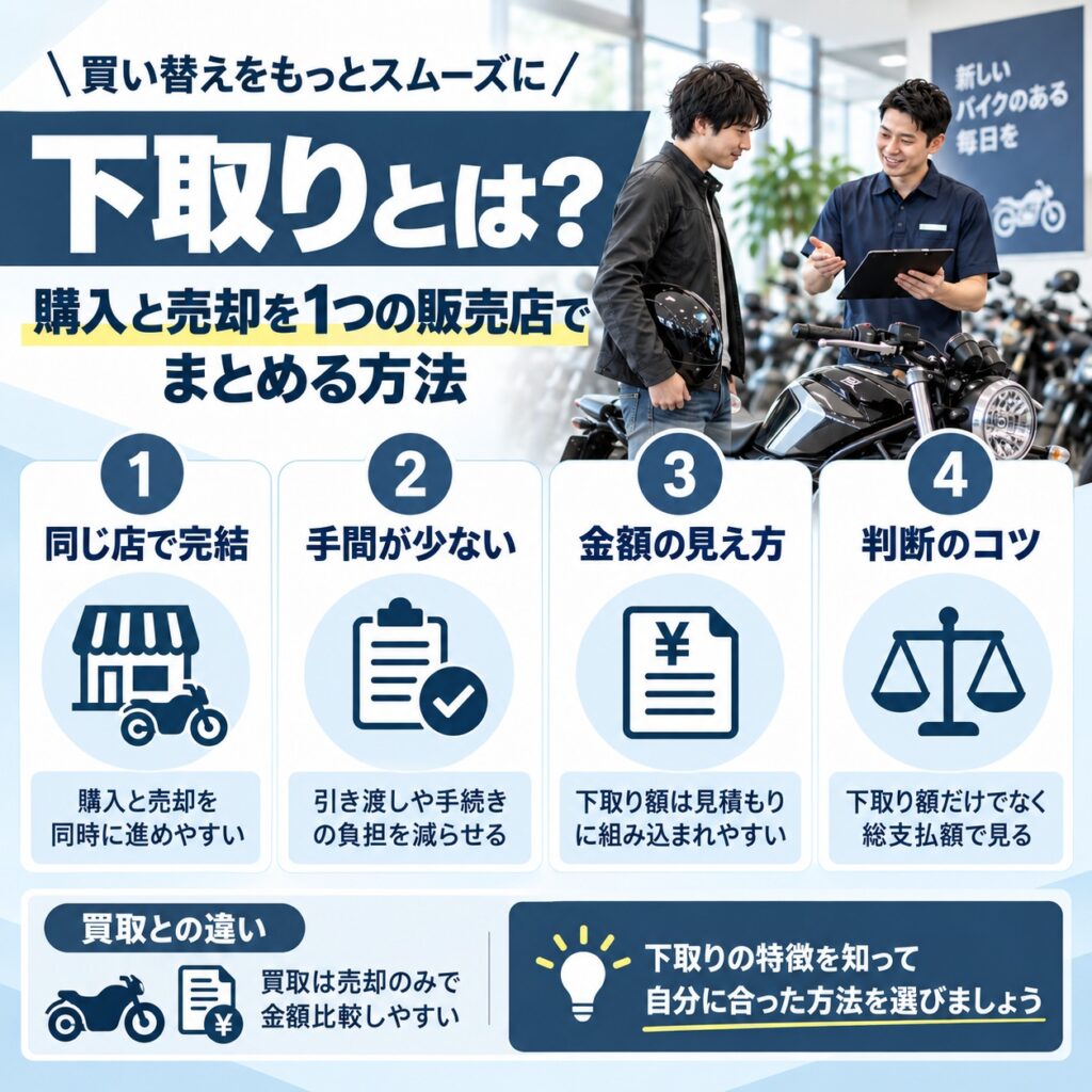 バイク下取りとは買い替えと売却をまとめる方法