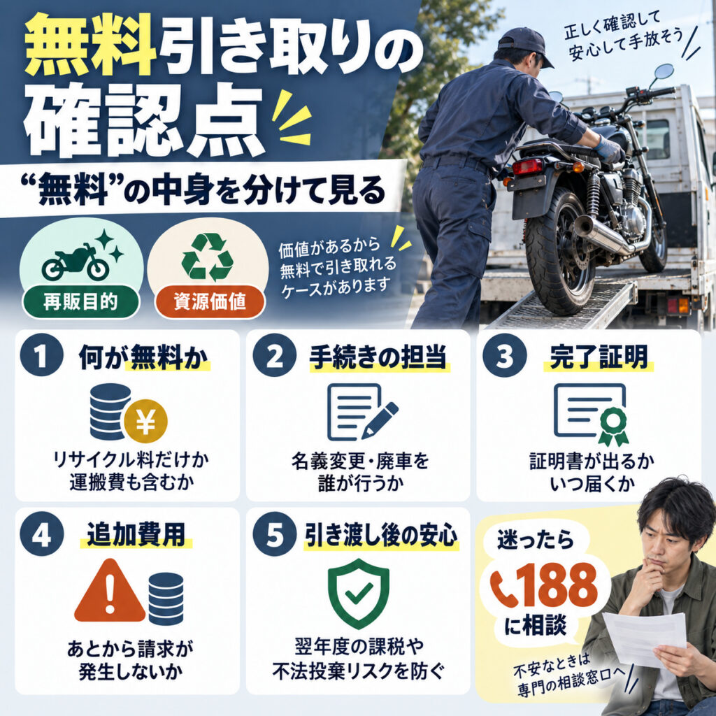 無料引き取りは条件と手続き完了まで確認する