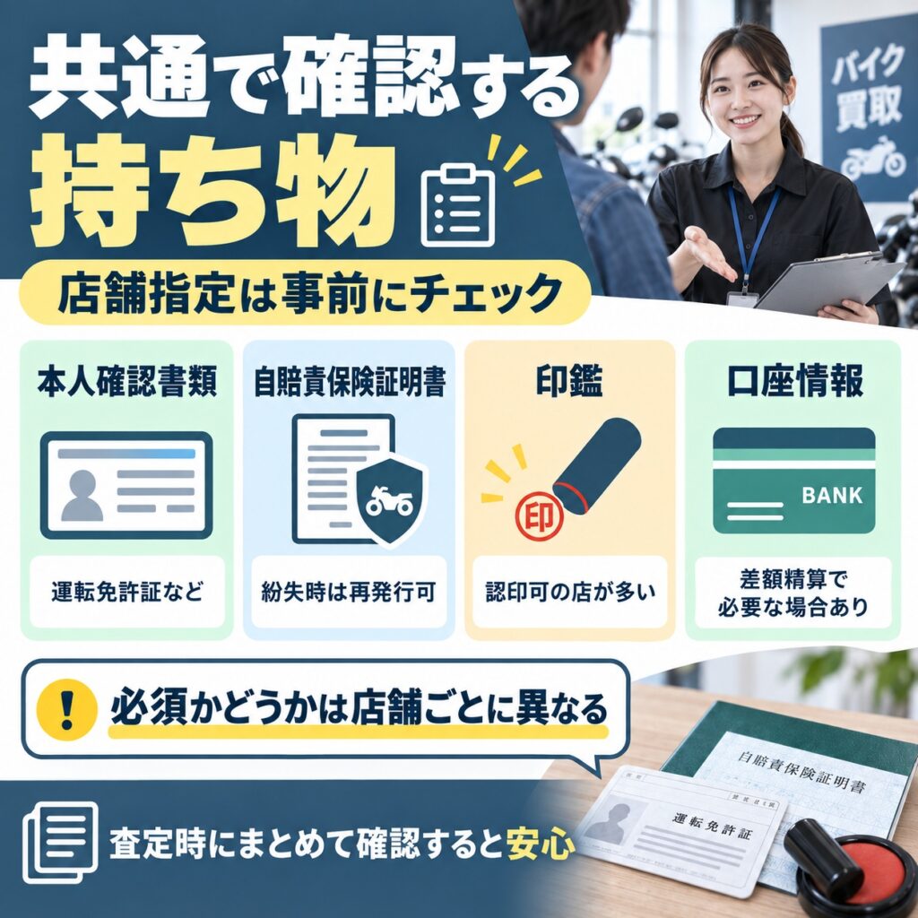 排気量にかかわらず共通で確認する持ち物