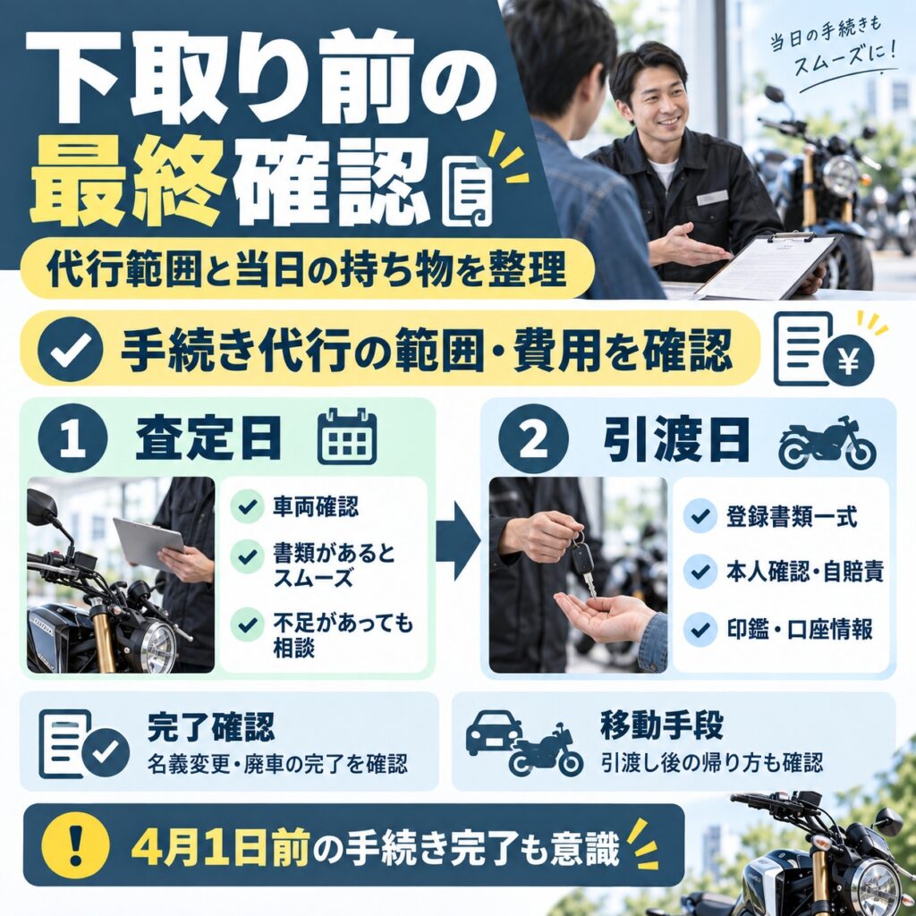 下取り当日までに手続き範囲と書類を最終確認する
