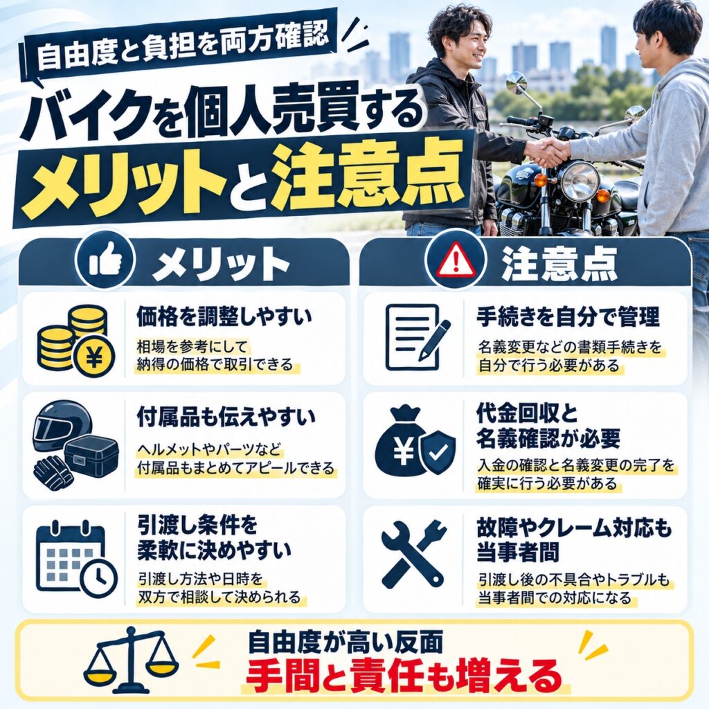 バイクを個人売買するメリットと注意点