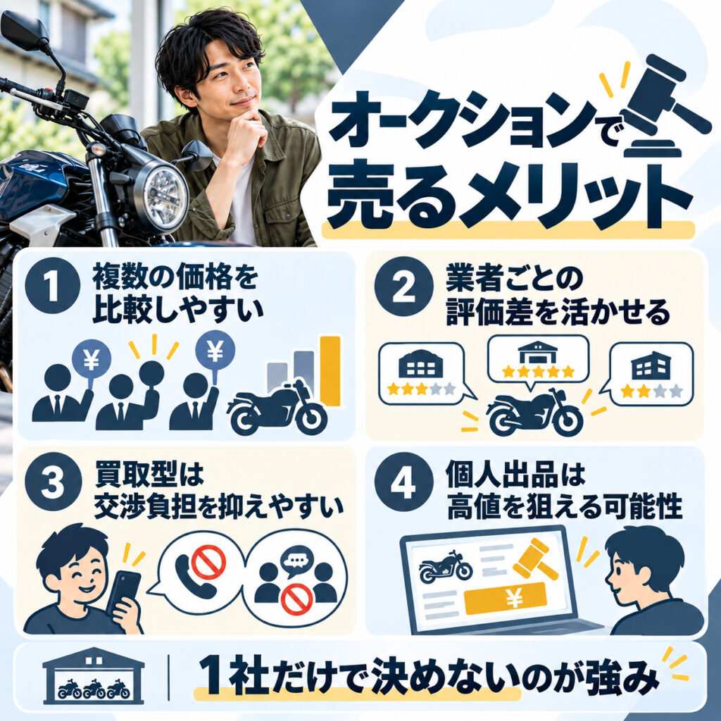 オークションでバイクを売るメリット