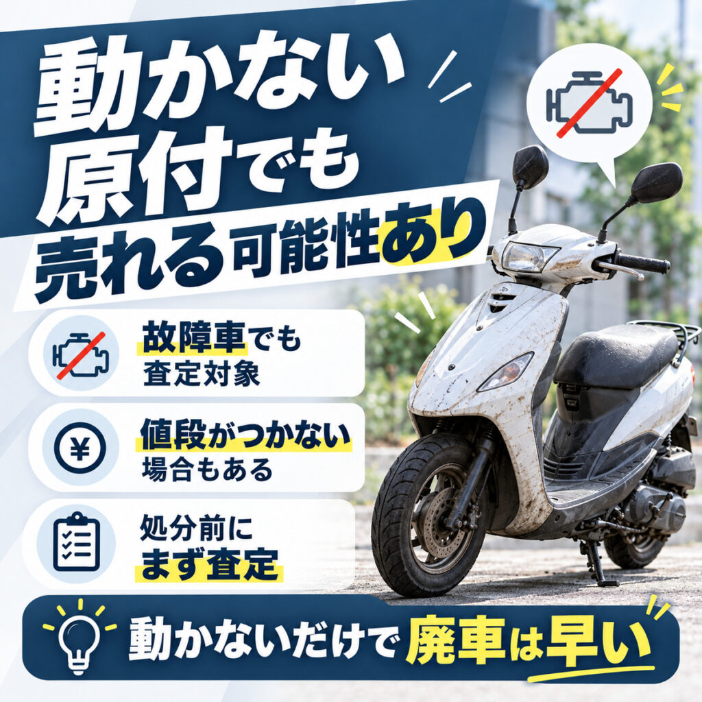 動かない原付でも買取してもらえる可能性はある