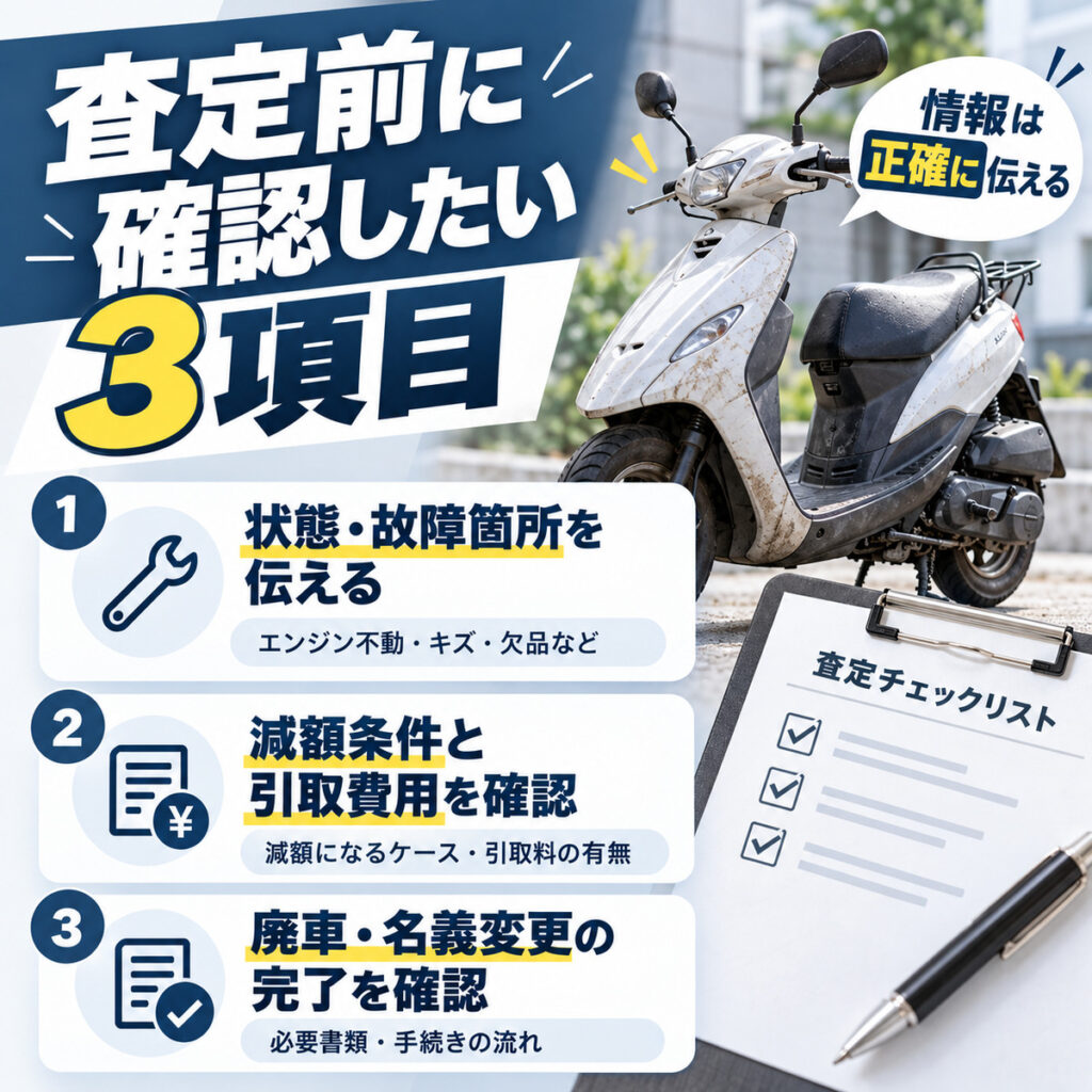 動かない原付を買取に出す前に確認すること