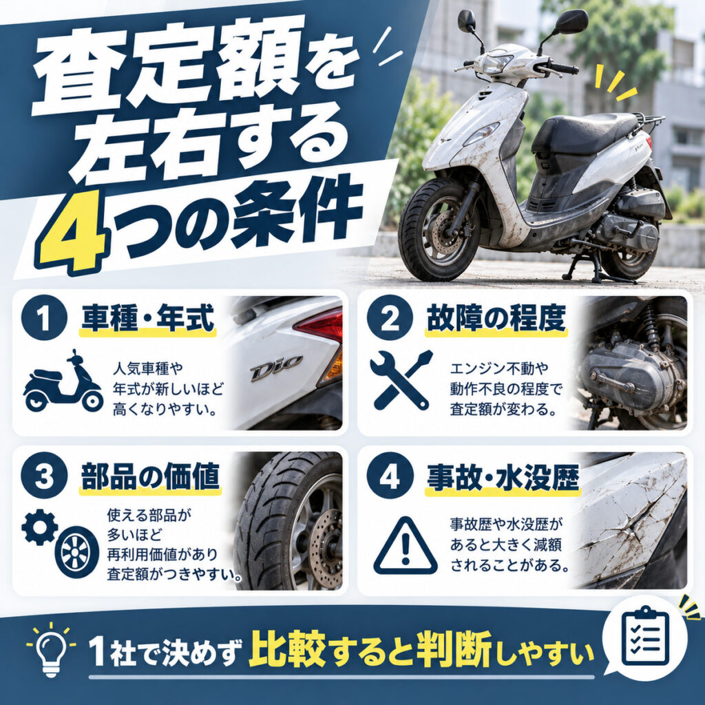 動かない原付に値段がつくか決まるポイント