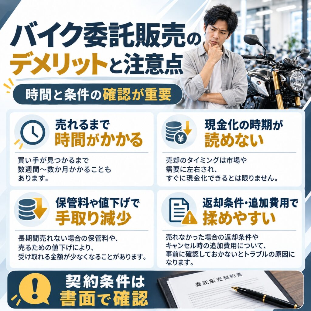 バイク委託販売のデメリットと注意点
