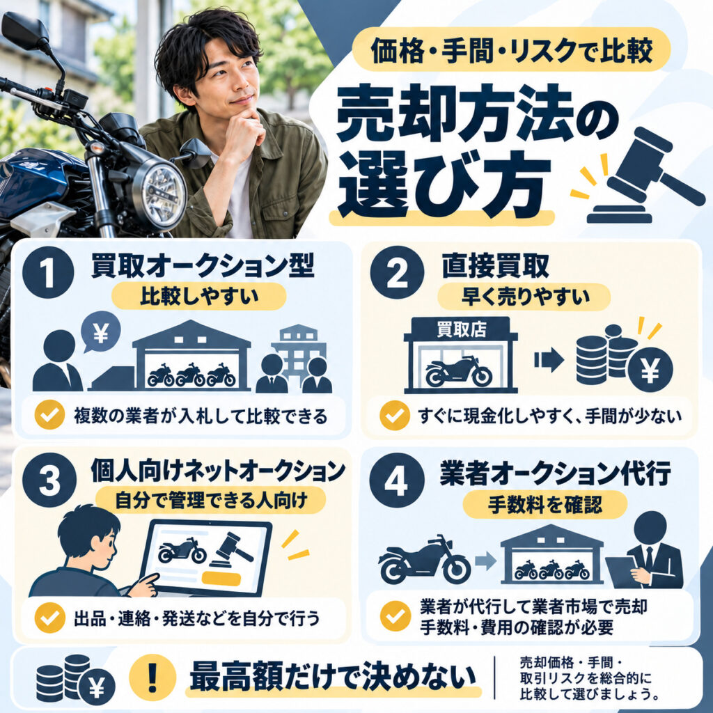 オークションと買取店・一括査定はどれを選ぶべき?