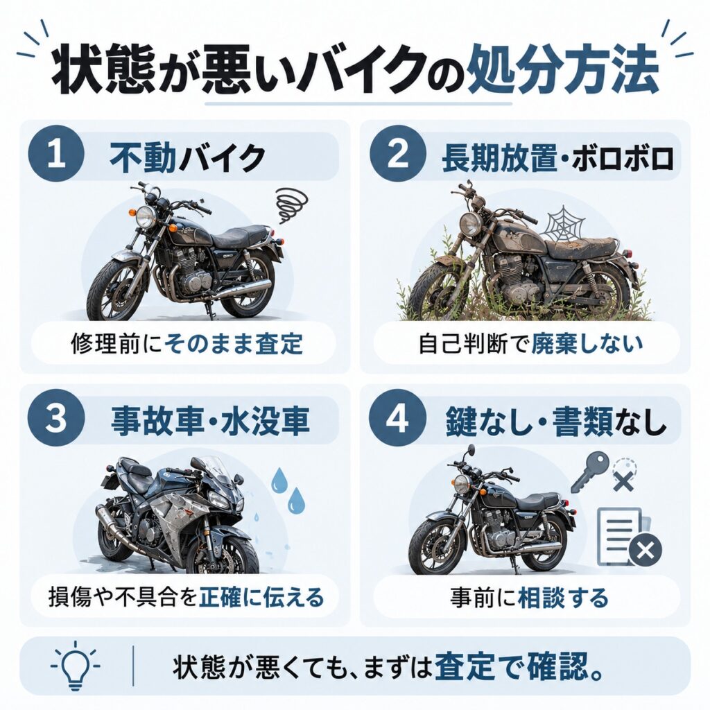 状態が悪いバイクはどう処分する?