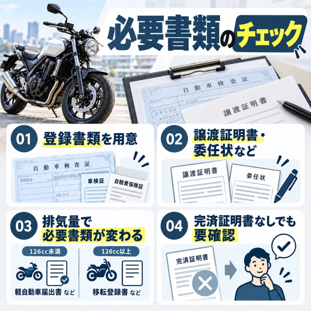 バイクの所有権解除に必要な書類
