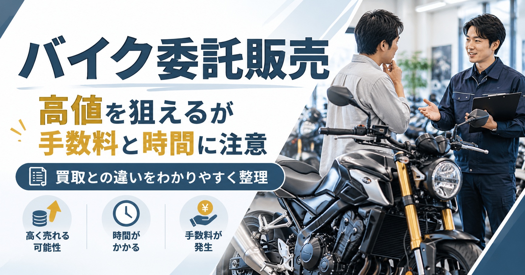 バイク委託販売は高く売れる?【手数料と手取りで見る買取との違い】
