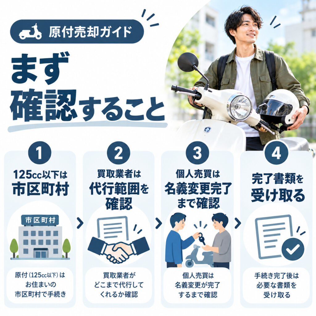 原付を売る手続きは「誰が廃車・名義変更をするか」から確認する