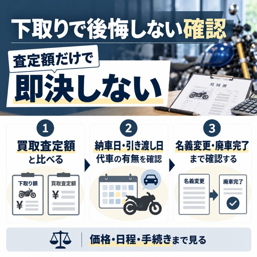バイク下取りで後悔しないための確認ポイント