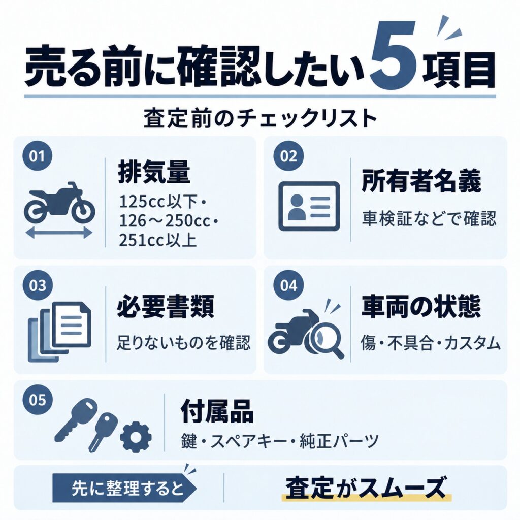 バイクを売る前に確認しておきたい5項目