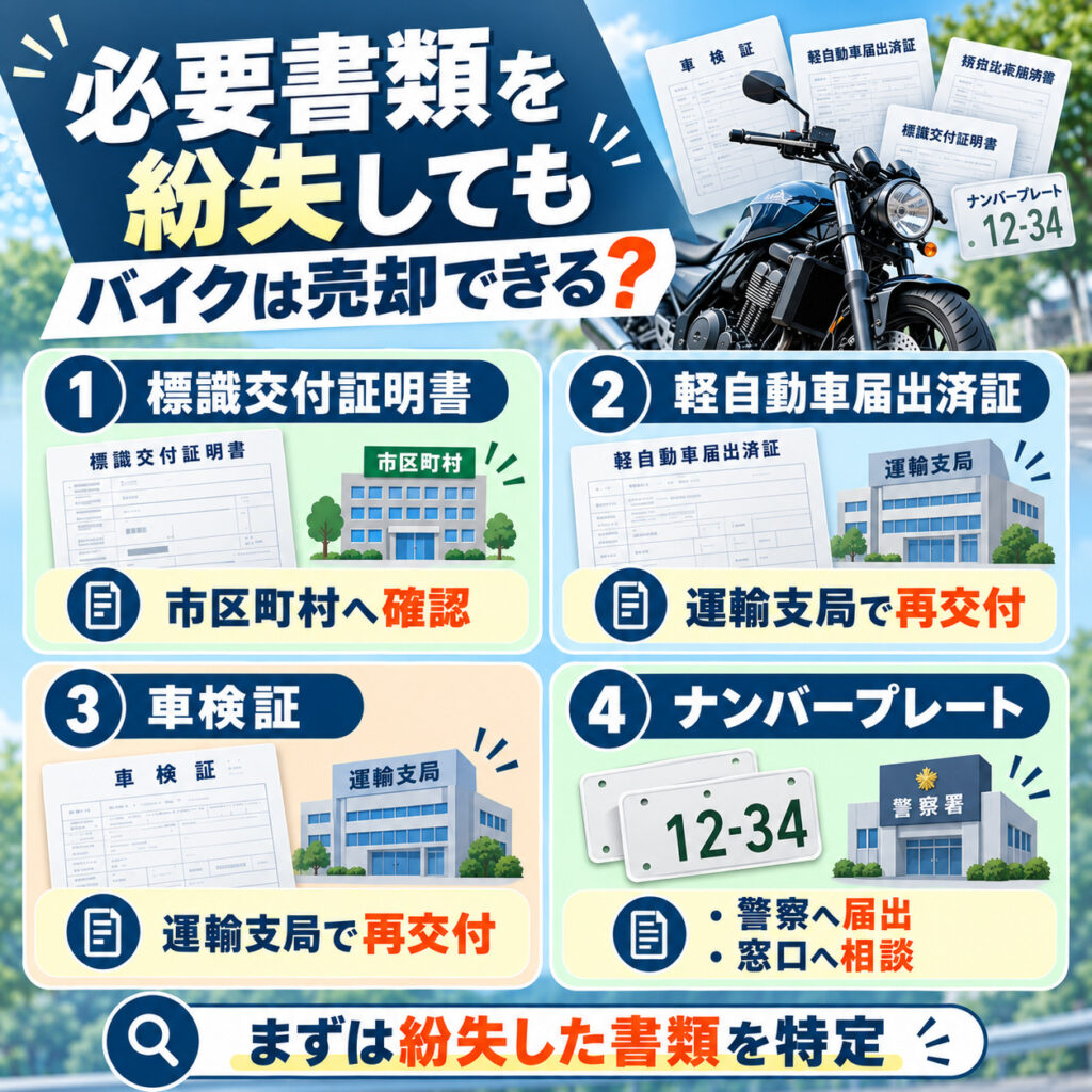 必要書類を紛失してもバイクは売却できる?