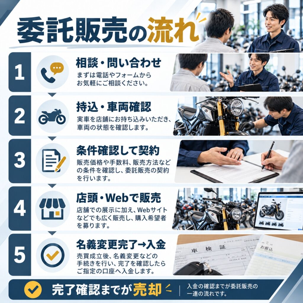 バイクを委託販売する基本的な流れ