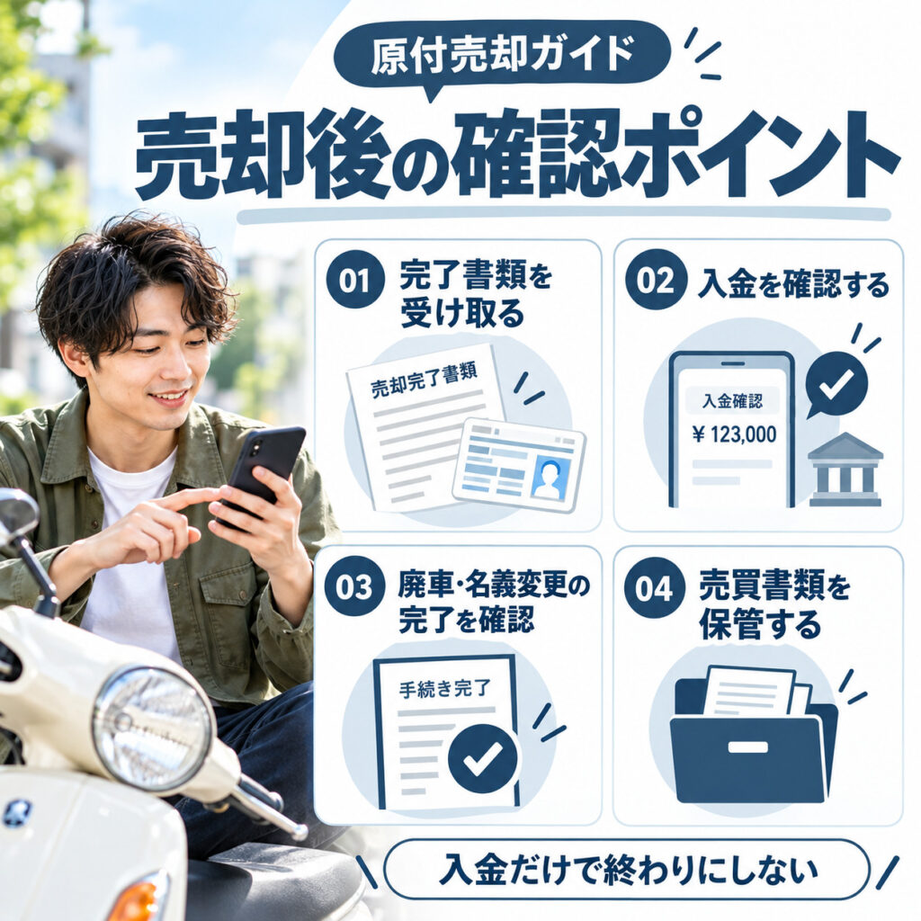原付を売った後は手続き完了まで確認する
