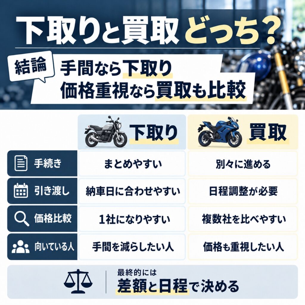 バイク下取りと買取はどっちがいい?