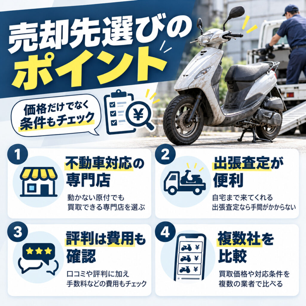 動かない原付はどこに売るのがいい？