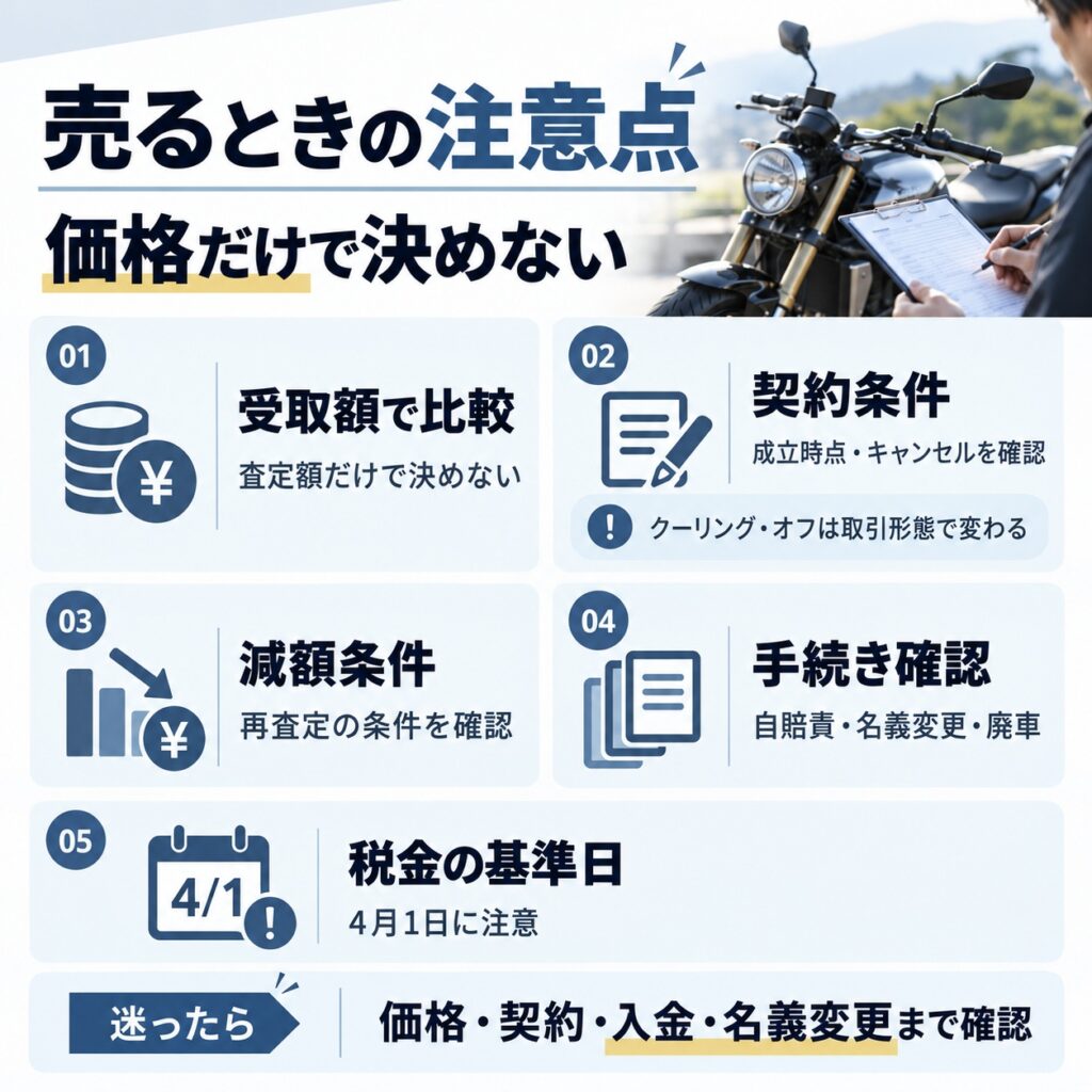 バイクを売るときに確認しておきたい注意点