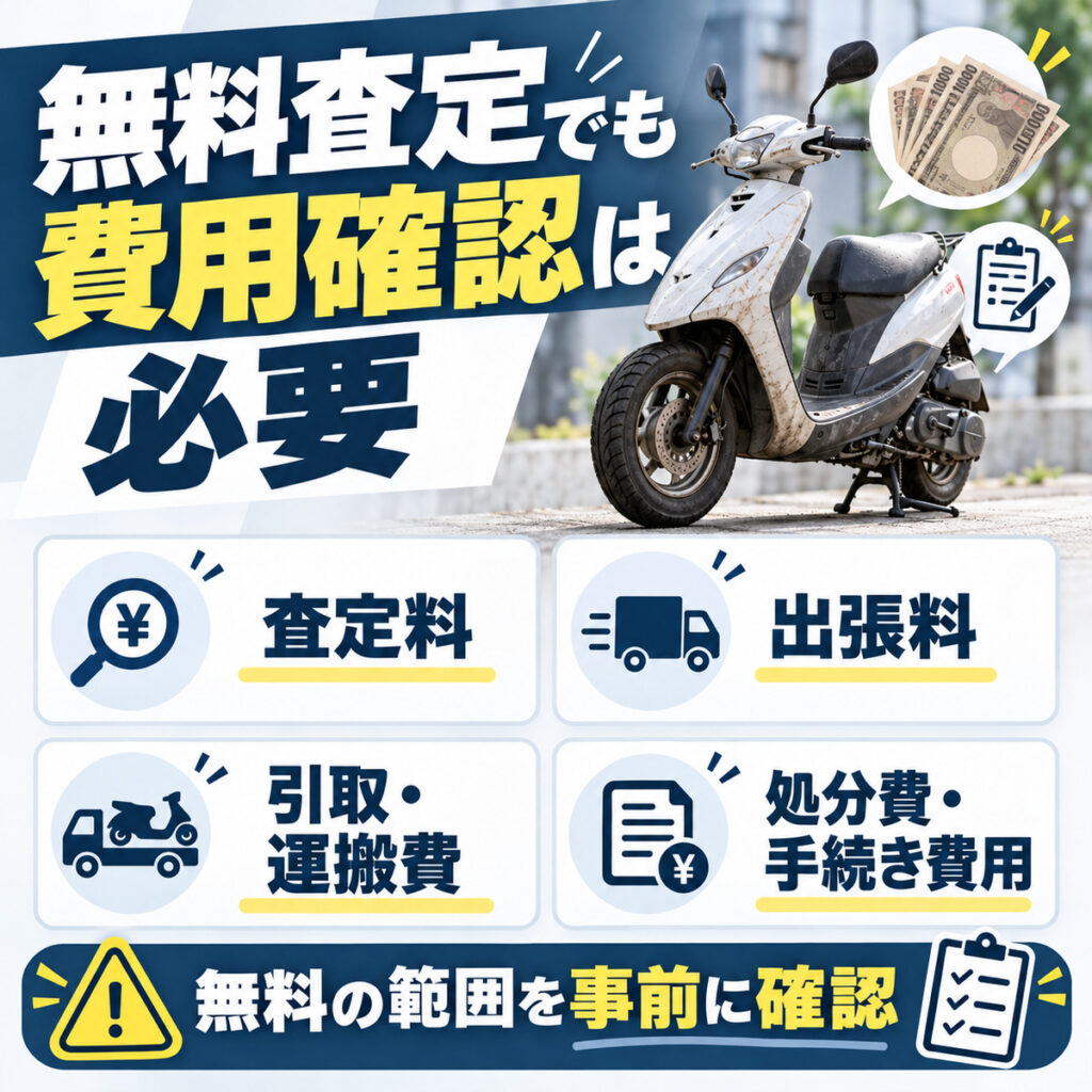 動かない原付の買取で費用が発生しやすいケース